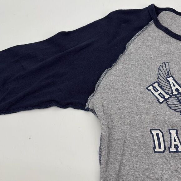 Harley Davidson Motorcycle VTG Long Sleeve Glitter Tee Navy Grey M - Picture 6 of 10